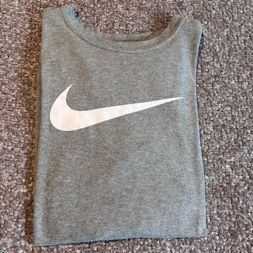 Nike Gray Long Sleeve Tee with White Logo